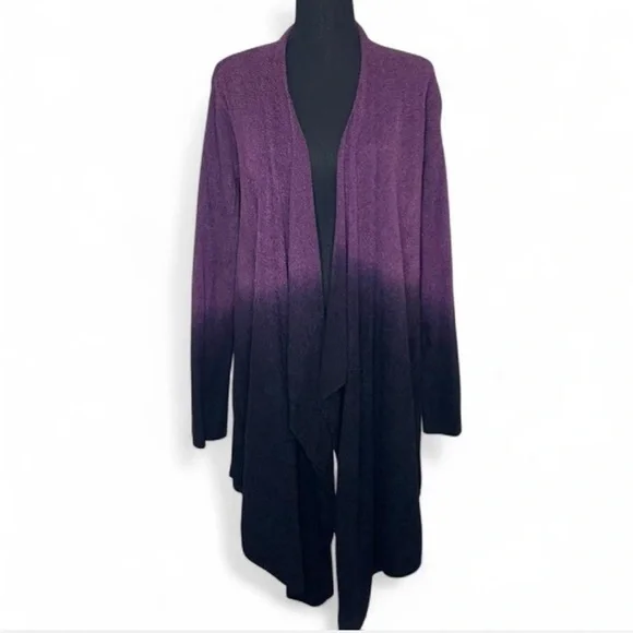 Barefoot Dreams Bamboo CozyChic Lite Calypso Purple Ombre Cardigan L/XL - Picture 2 of 6